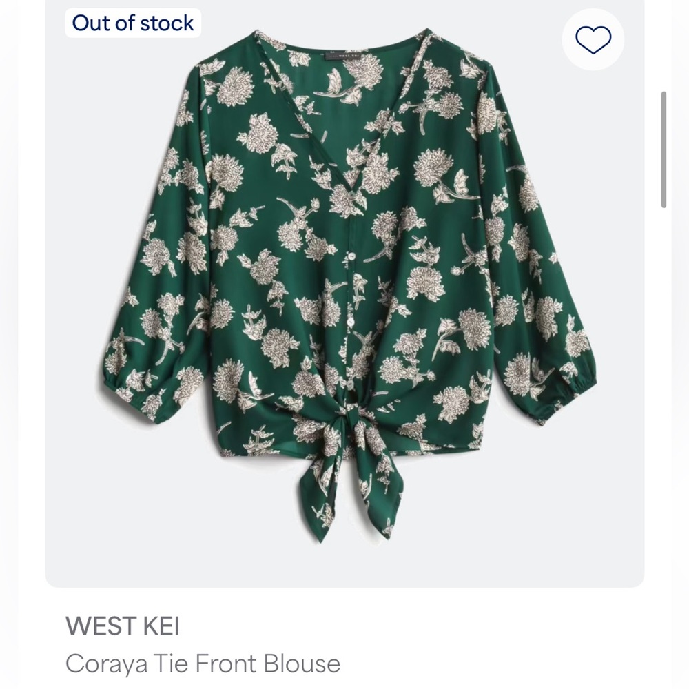West Kei Coraya Tie Front Blouse in Green Floral
